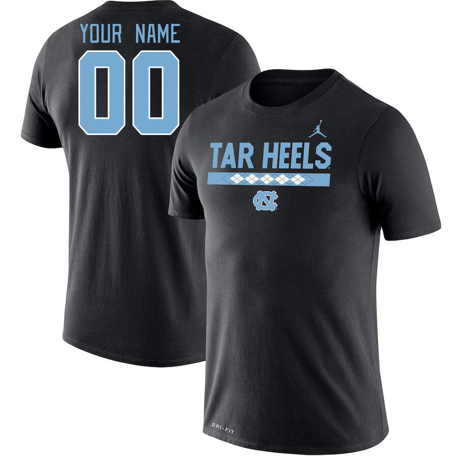 Custom North Carolina Tar Heels Name And Number College Tshirt-Black